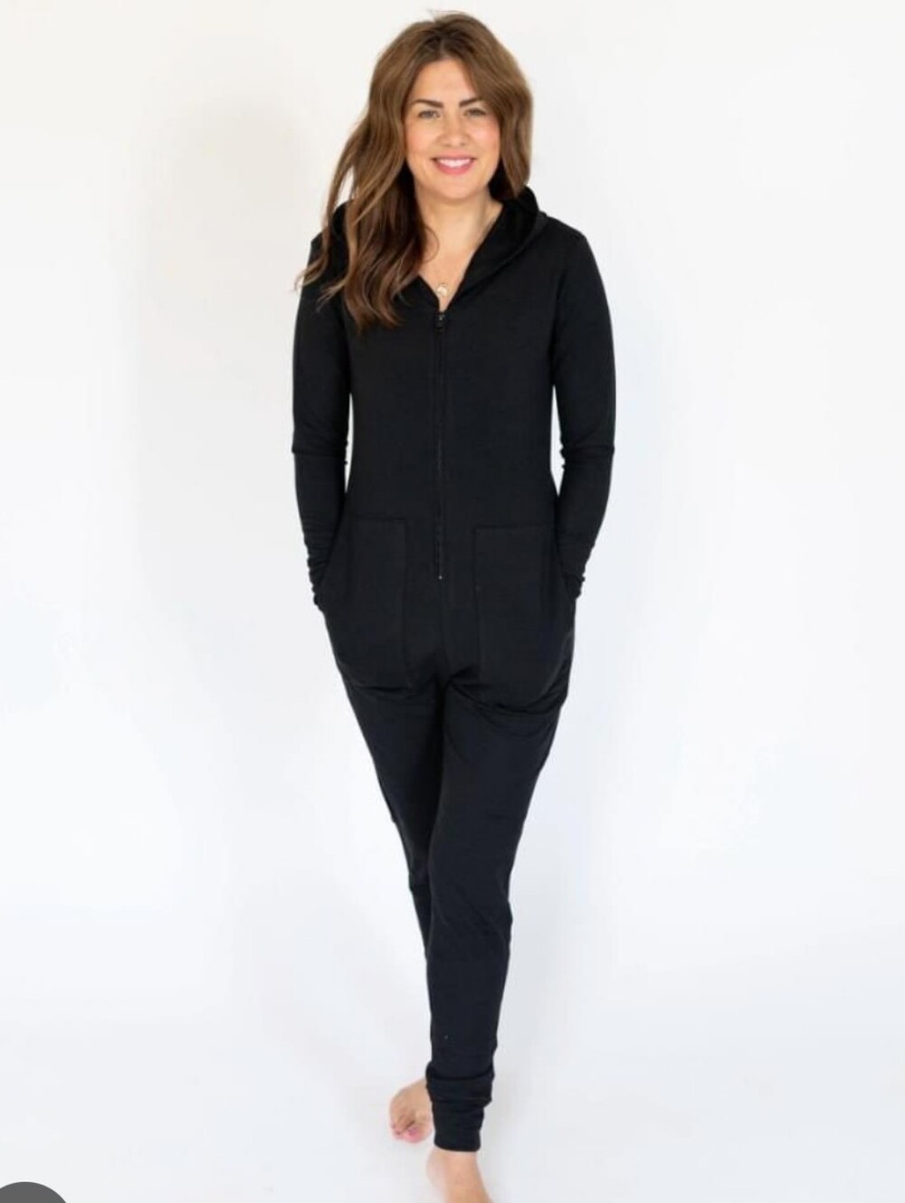 Smash + Tess Jillian Harris Hoodie Romper Black Jumpsuit Onesie